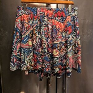 Misses Lot Of Two Elast Waist Wide Flowing Rayon Skort Sz 12-14